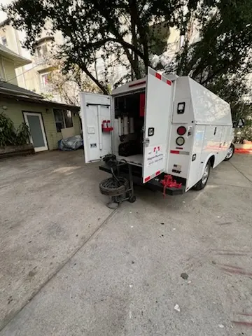 Magnet Plumbing service vehicle on-site for Slab Leak Repair in Fran Mar Heights